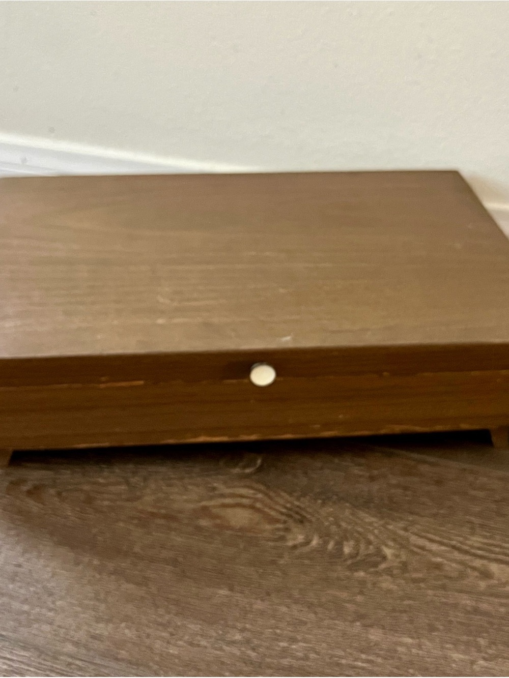 Mid-Century Style Wooden Storage Box in Dark Brown